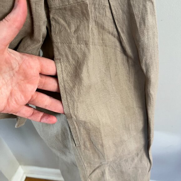 Pure Jill Elements Sz M Linen Open Front Duster Tan Jacket - Picture 7 of 9